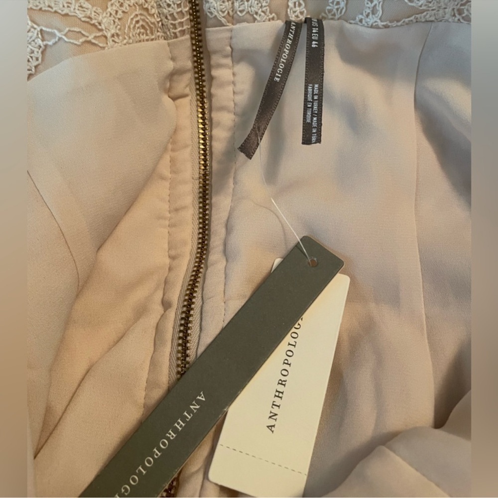 NWT! By Anthropologie Lace Basque-Waist Mini Dress in Ivory - Multiple🛋️🍊🪑 - Picture 9 of 13